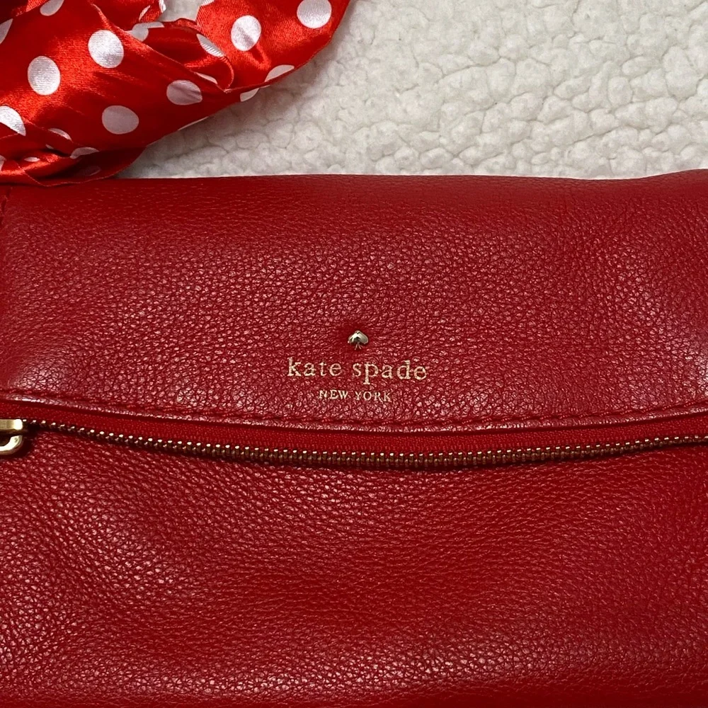 Kate Spade Vintage and Stunning Vibrant Red Leather Bag and Twilly